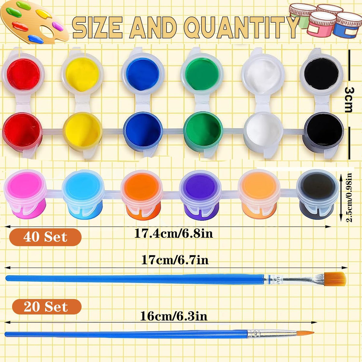 280 Pcs Mini Acrylic Paint Set for Kids - COLOR-1(280 PCS) - image 3