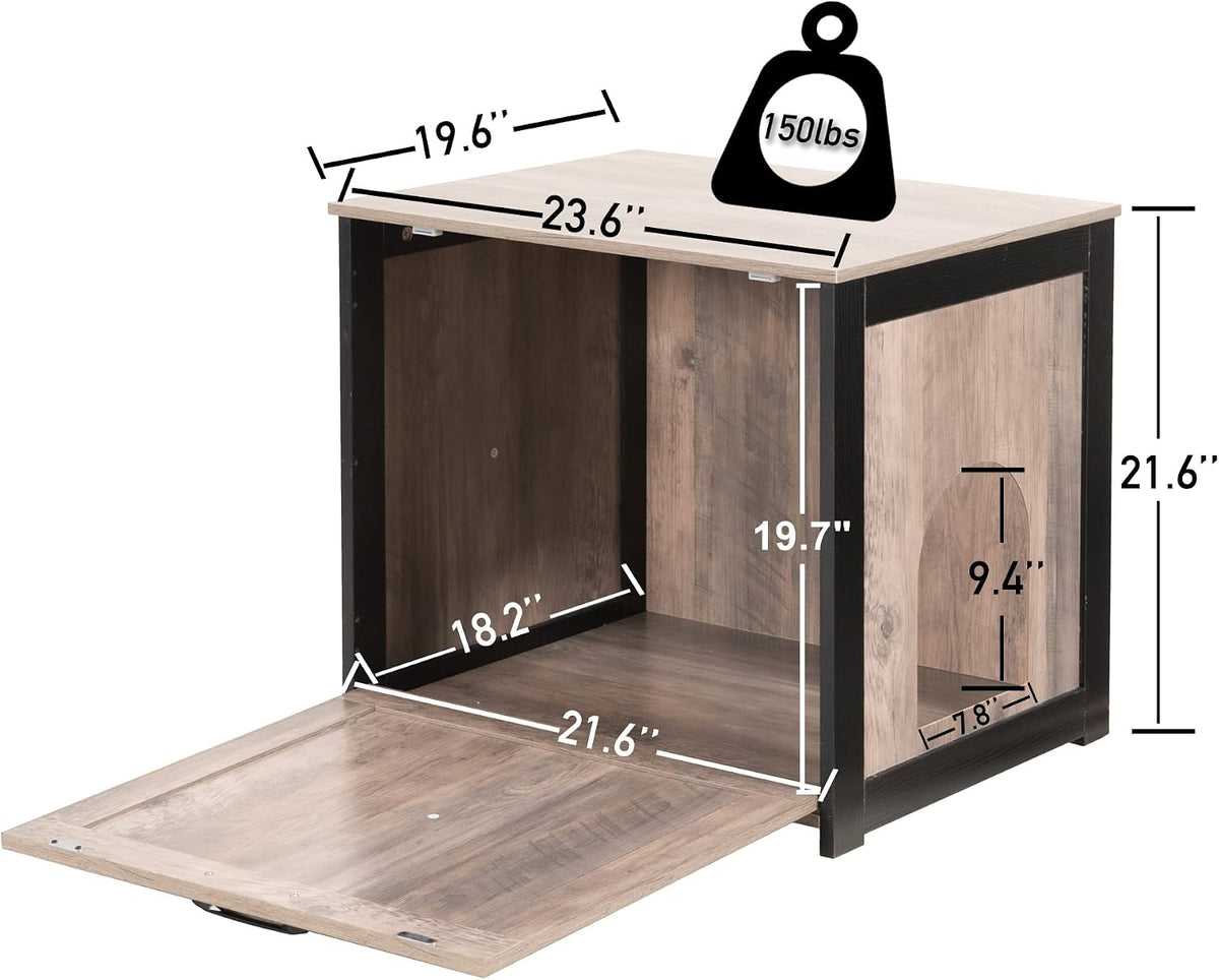 Cat Litter Box Enclosure, Hidden Litter Box Furniture - Greige / 23.6"L x 19.7"W x 21.7"H - image 4