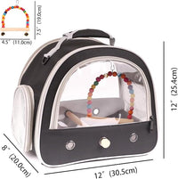 Portable Parrot Travel Cage Carrier with Small Swing Toy&Cage Colorful Toys Set Small Bird Parakeet Bag with Standing Perch Bird Carry Transport Bag (Black, Carreir/Swing)