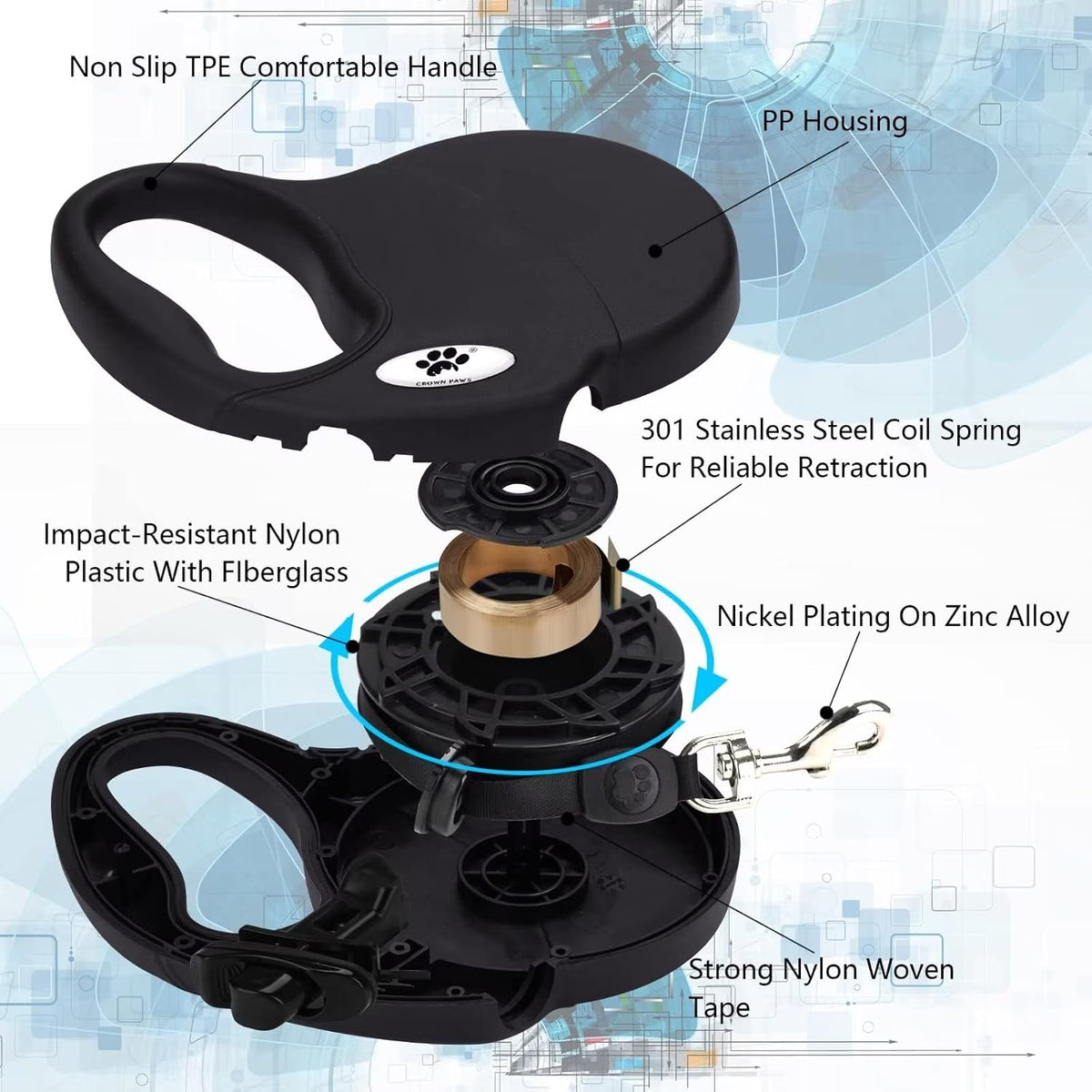 Retractable Dog Leash, Small Dog - Large / black - image 2