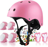 FOOKCIAN Kids Helmet,Toddler Skateboard Helmets for Ages 2-3-5-8-14 Years Boys Girls with Knee - pink / Small: 18.9"-21.3" / 3-8 year