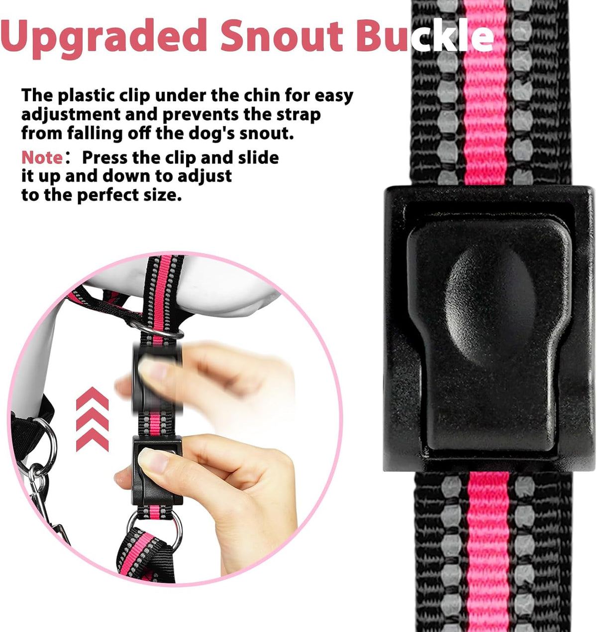 Soft Dog Head Collar, Patented Padded No Pull Training Head Halter – Essentials for Dogs - Pink / XL (Snout 12"-17.5") - image 4