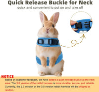 Breathable Bunny Harness and Leash Set with Cute Bow, Black S – Essentials for Small Pets - S / Blue - image 2