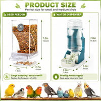 No-Mess Automatic Bird Feeder, Parakeet Cage Accessories – Essentials for Birds - Feeder + Drinking Bottle - image 2