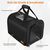 TWDEPART Cat Carrier Backpack - Multifunctional, Firm & Foldable with Roll-Up Shade, Breathable Design Includes Collapsible Bowl & Cushion (Black)