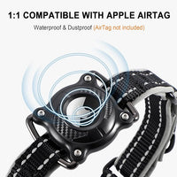 Airtag Dog Collar with Martingale Design, IP68 Waterproof Air Tag Collar Holder, Adjustable Reflective Soft Padded Nylon Dog Collar for Large Medium Small Dogs