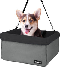 Jespet Dog Booster Seat for Cars, Travel Carrier with Seat Belt – Essentials for Dogs - Black-16 L x 13" D x 9" H