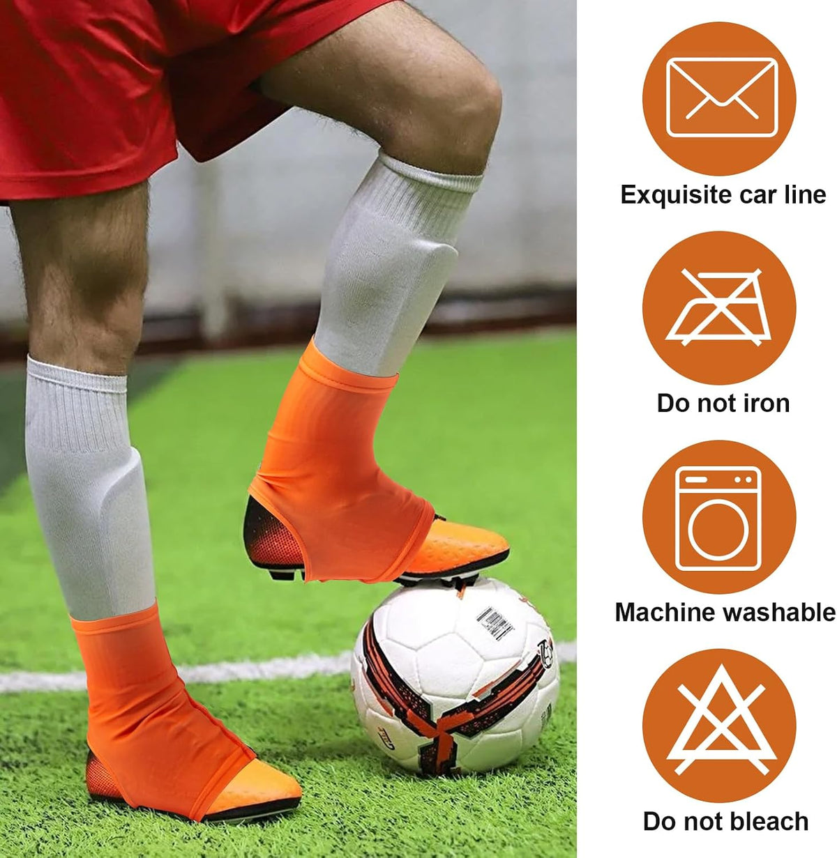 Football Spats Cleat Covers, Youth Boys, Keeps Dirt - Orange / Large - image 4