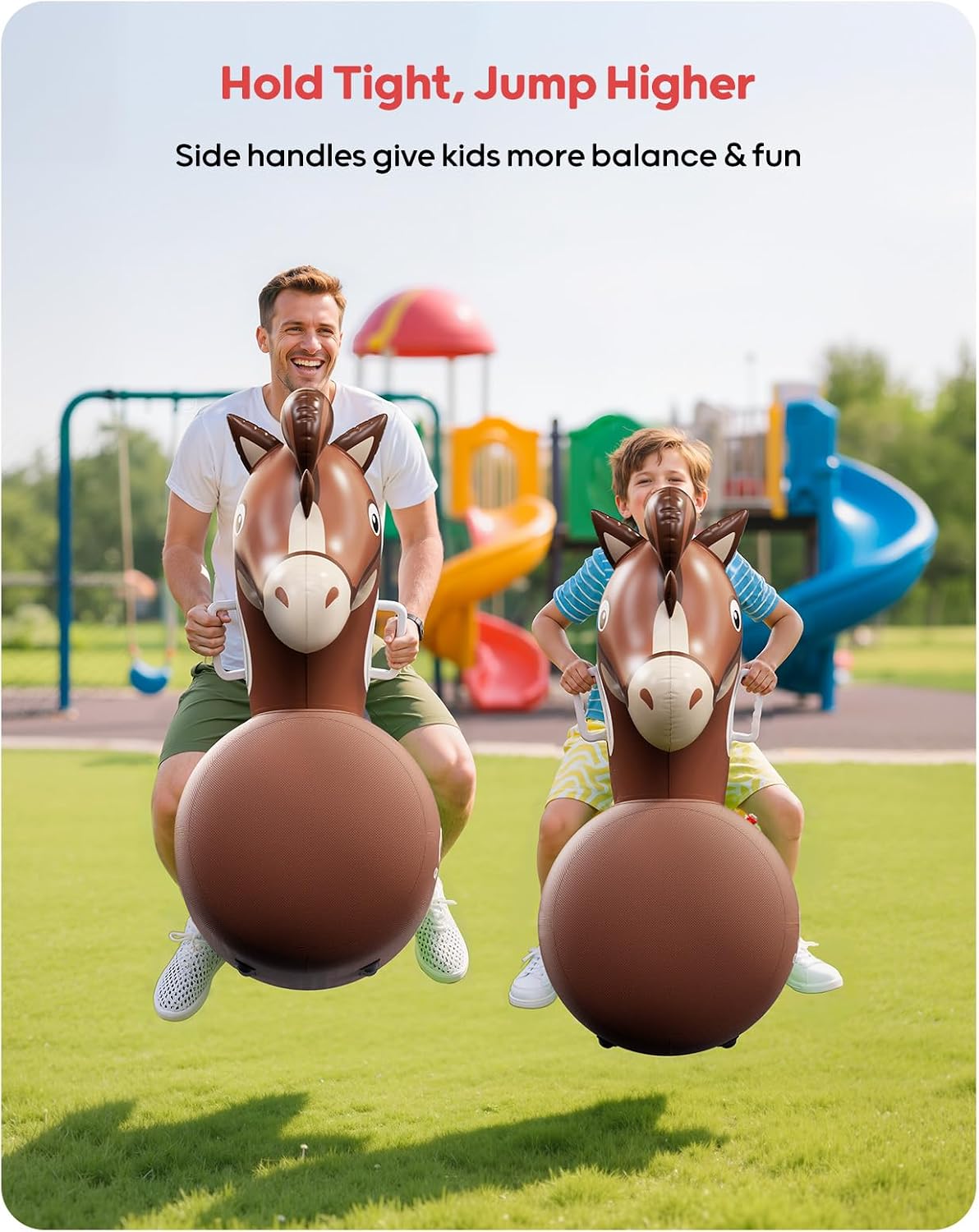 QPAU Inflatable Dinosaur Bouncy Hopper Toy - Horse / 2 Pack - image 3