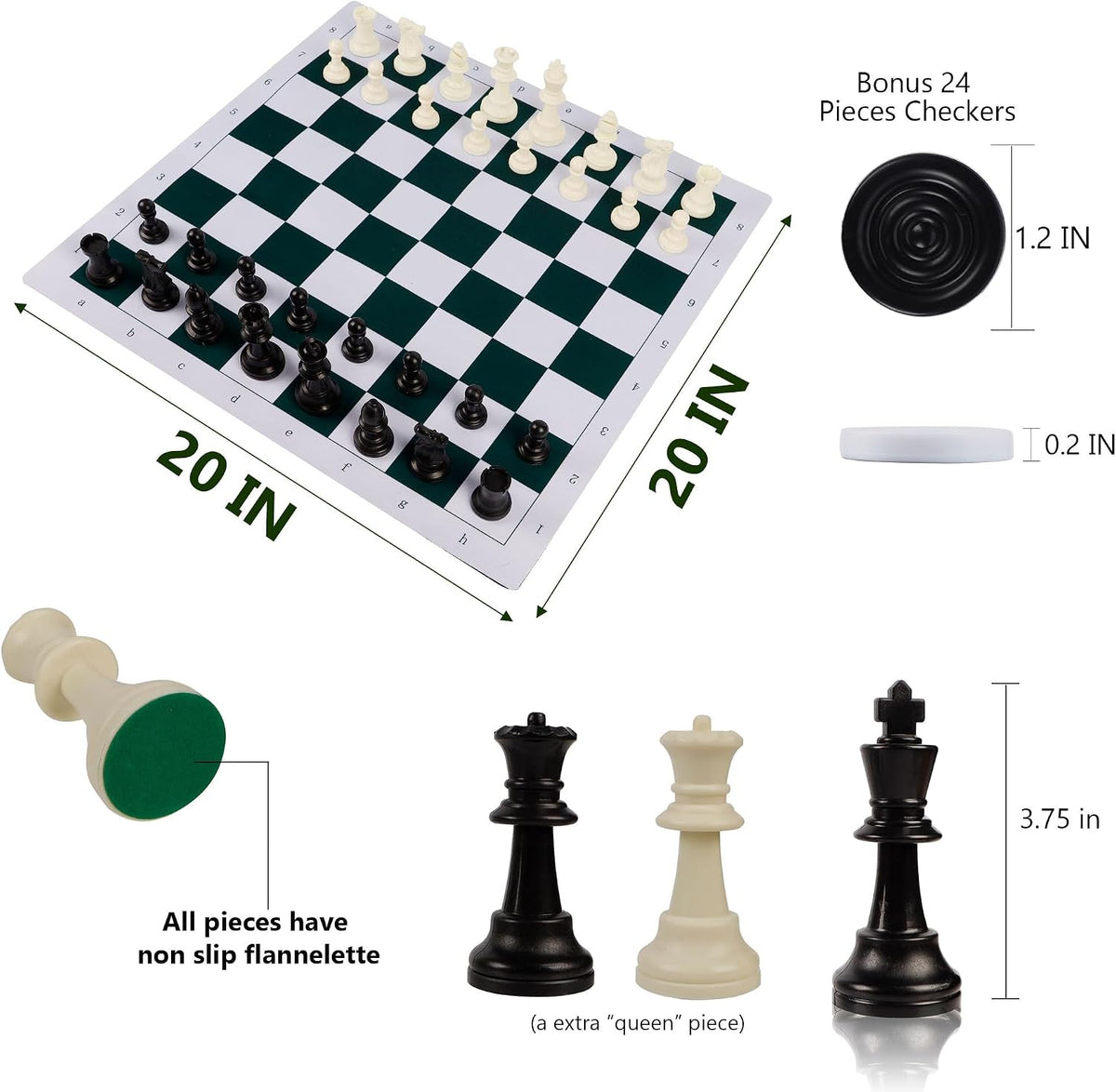 Juegoal 20" Portable Chess & Checkers Set - image 3
