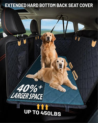 Back Seat Extender for Dog, Waterproof Dog Car Seat Cover for Back Seat, Hard Bottom Car Seat Cover, Large-Space Hammock for Car Truck SUV, Pet Seat Cover Holds 450lbs(Black)