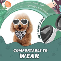 Small Dog Sunglasses UV Protection Goggles Eye Wear Protection with Adjustable Strap Doggy Heart Shape Anti-Fog Sunglasses for Pet Dogs Sun Glasses Doggie Windproof Glasses, White
