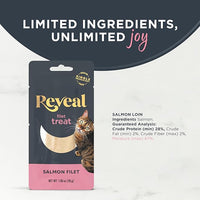 Reveal Natural Cat Treats, 12 Count Single Ingredient Treat for Cats, Grain Free, Whole Salmon Loin, 1.06 oz Bags