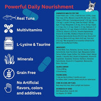 Lickable Cat Treats -Real Tuna Multivitamin Puree with Lysine & Taurine for Indoor Cats | Grain-Free, Squeeze Tube (12 Pack)