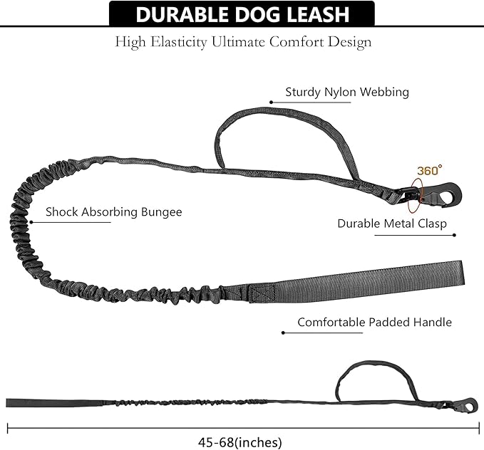Tactical AirTag Dog Collar Leash Set - Heavy Duty, Adjustable GPS Collar Compatible with Apple AirTag, with Holder & Control Handle for Medium/Large Dogs [ Black, M ]