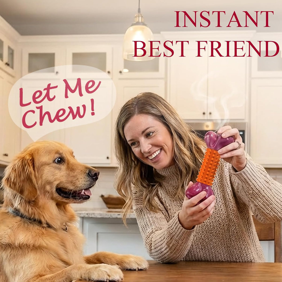 Tough Dog Toys for Aggressive Chewers: Beef Flavored Long Lasting Dog - 1 PC-Peanut Butter-Orange - image 2