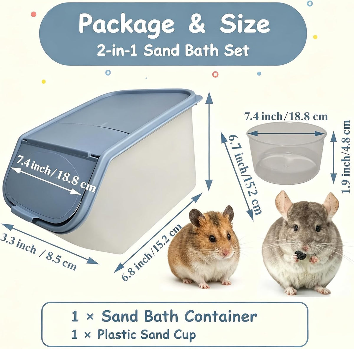 PINVNBY Chinchilla Dust Bath Hamster Litter Box Gerbil Dust Bath - blue - image 3
