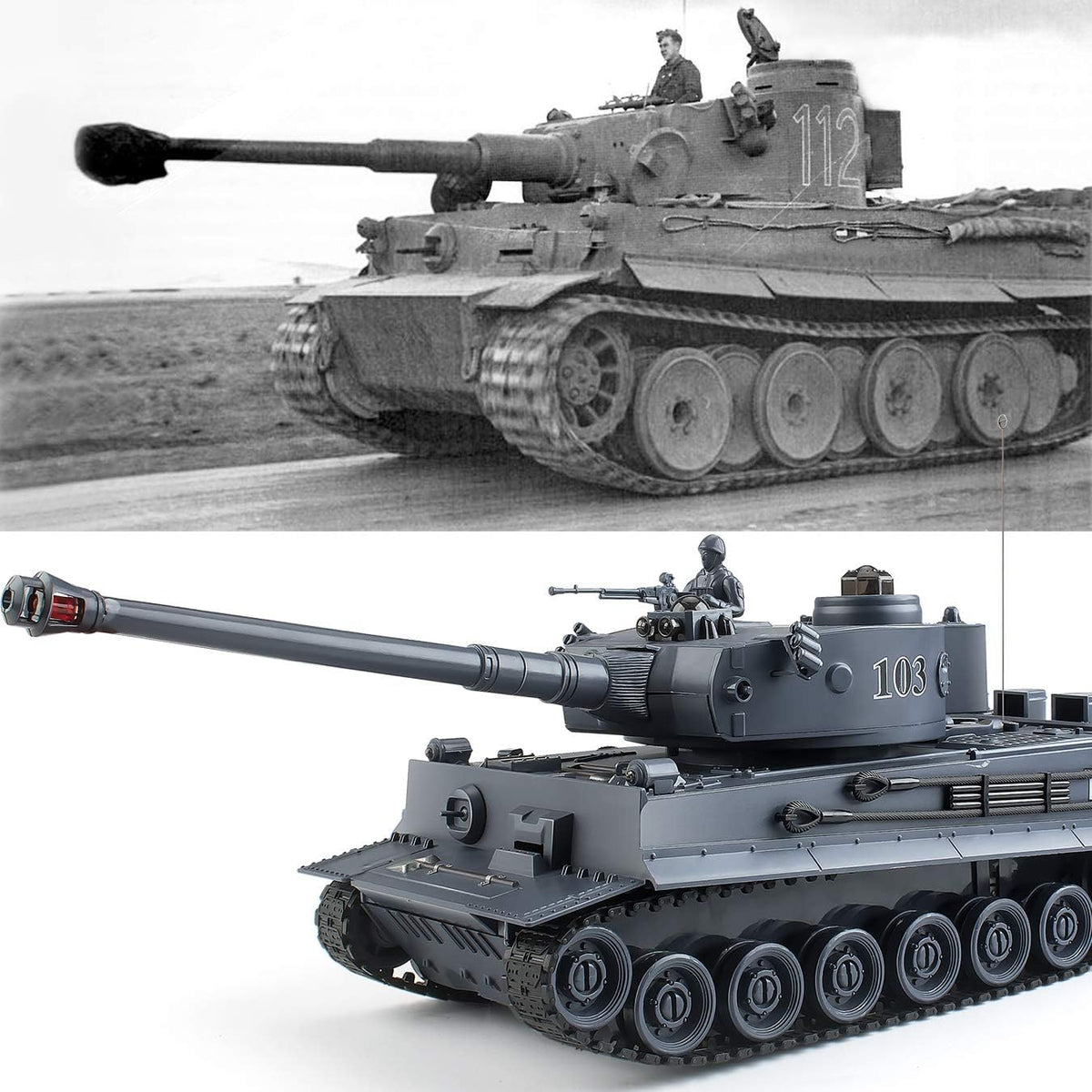 BEAURE Rc Tanks, 1:28 WW2 M1A2 America Army Tank Toys for Boys - Gray - image 2