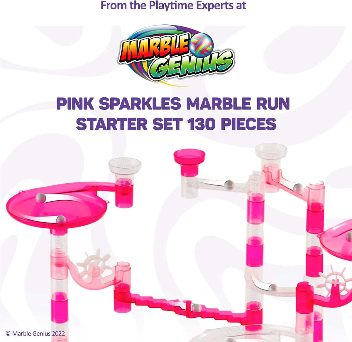 Marble Genius Marble Run Starter Set STEM Toy for Kids Ages 4-12 – Fun for Kids & Family - Pink Sparkle - image 2