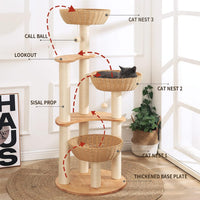 SHODMI 54" Modern Cat Tree Tower for Indoor Cats - Genmai Y816ss Oak Cat Tree - image 2