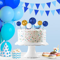 NACHLYNN 80 Pcs Cake Balls Decorations Mini Balloon Cake Topper Balls - Glitter Blue Gold White - image 3