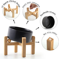 Black Raised/Elevated 15°Slanted Ceramic Dog Bowl for Small Breeds - Black / 3.6 CUPS - Medium Dog Bowls - image 2