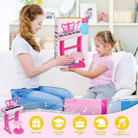 Amy&Benton pink 37-key kids piano keyboard with stand, microphone and stool - view 11