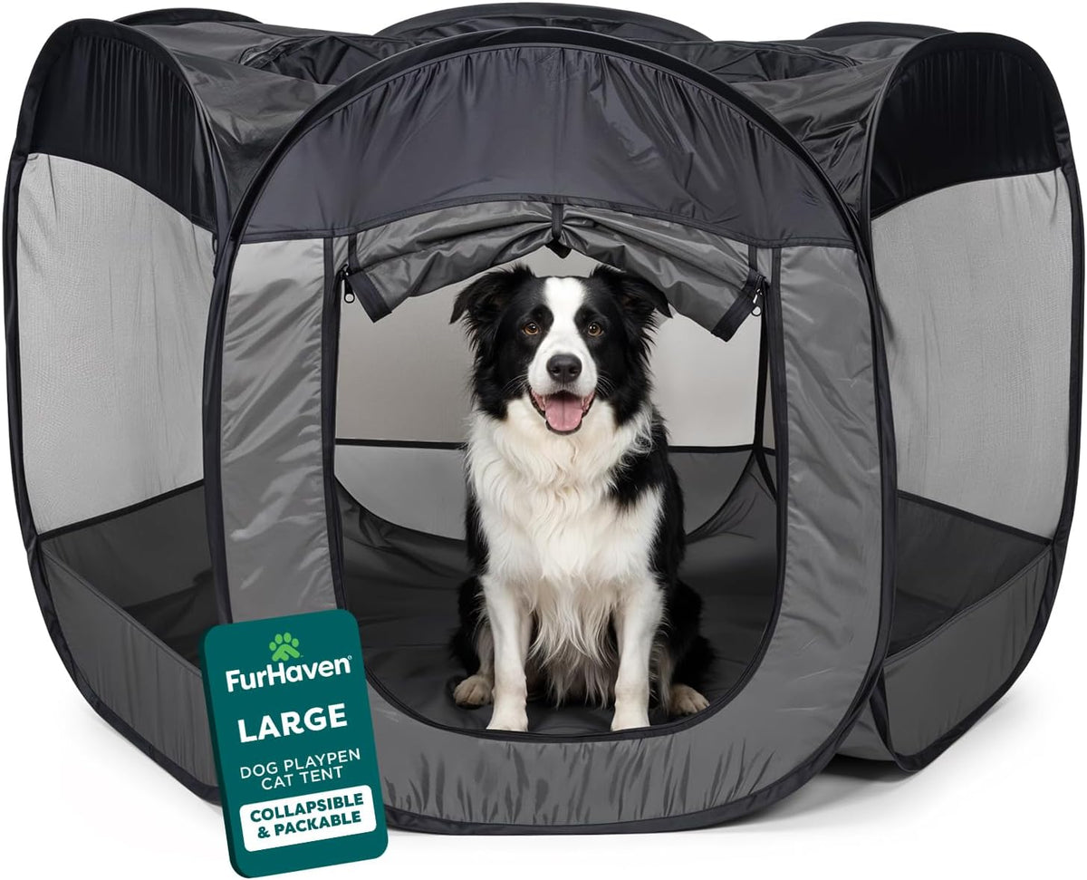 FurHaven Soft-Sided Dog & Cat Playpen - Gray / Large