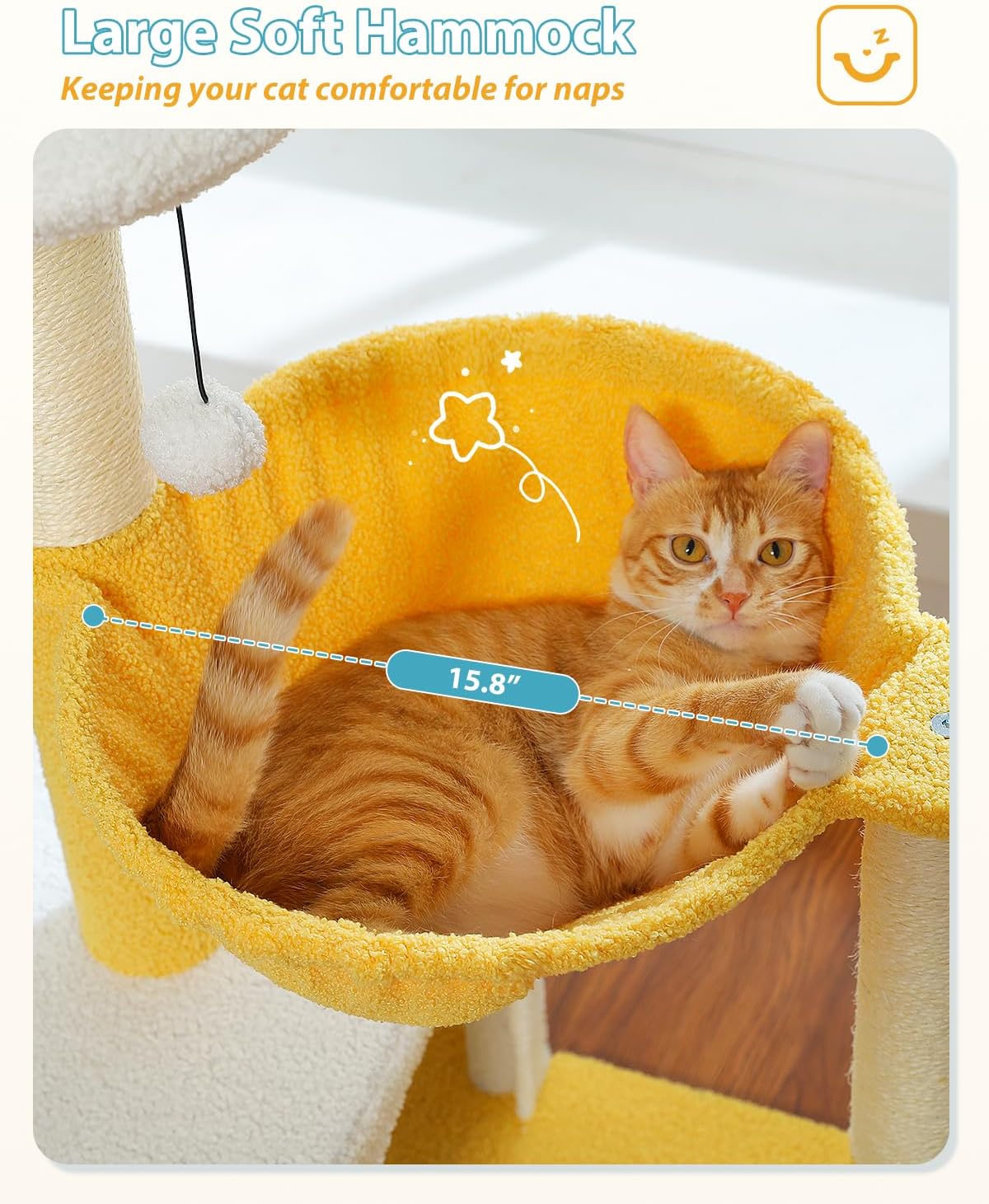 Flower Cat Tree with Large Metal Frame Hammock - 35" Upgraded Flower Cat Tree / Cloud White - image 4