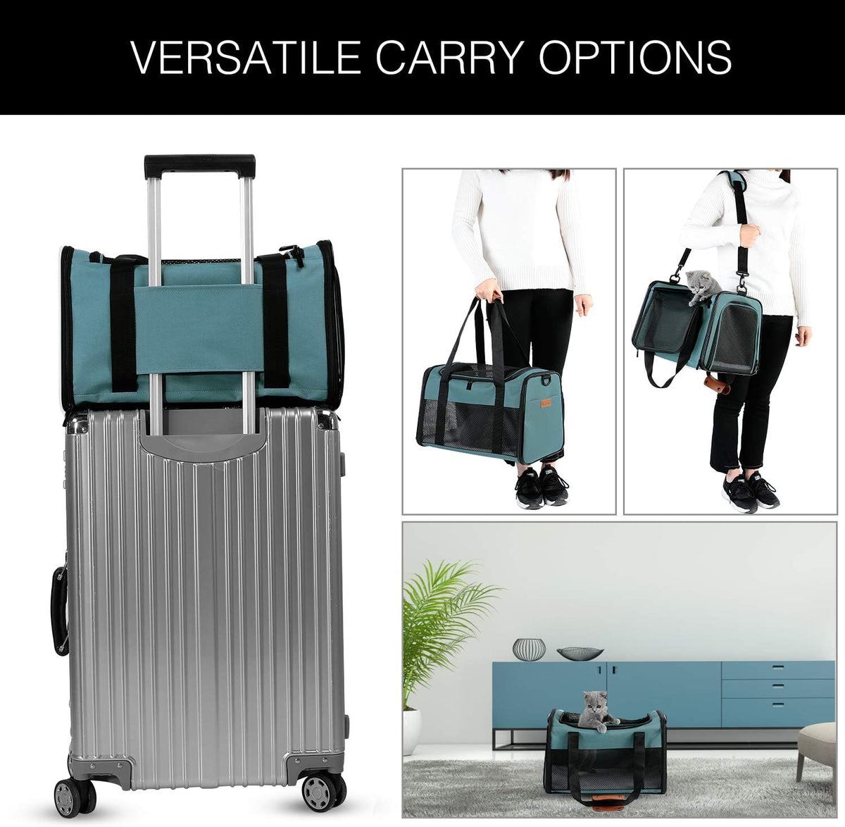 Cat Carrier, Portable Foldable Dog Pet Carrier - 19.7"L x 12.0"W x 12.0"H / Blue - image 4