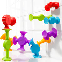 BUNMO Bath Toys Suction, Connect, Build, Create - Sensory Textured - 10 Pk