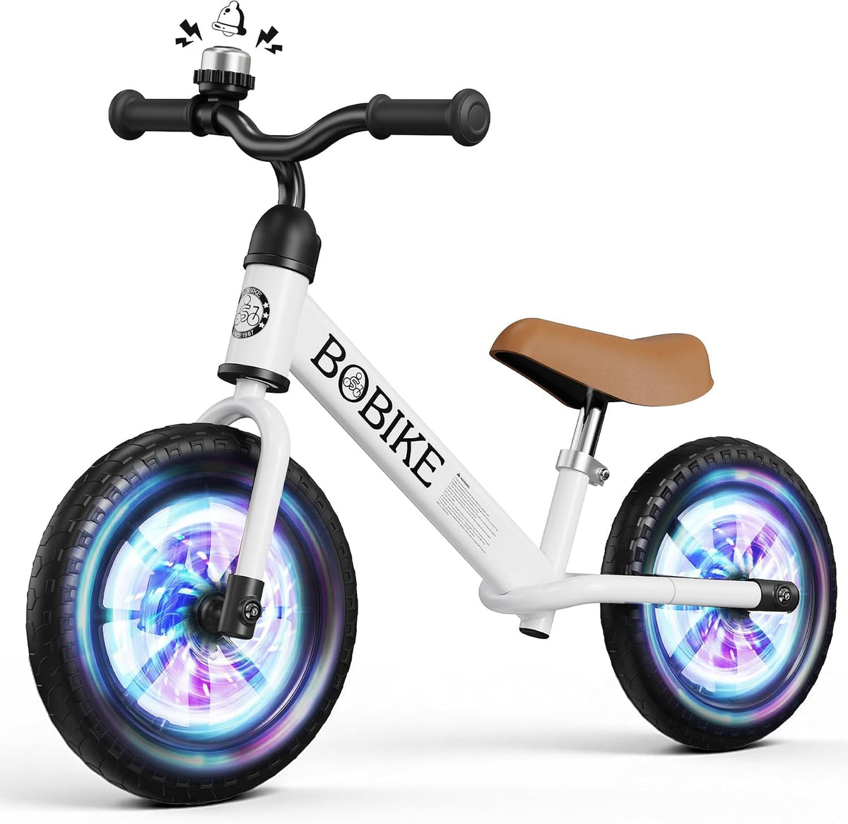 Bobike Toddler Balance Bike Toys for 2 to 5 Year Old Girls Boys - White-Light / Light