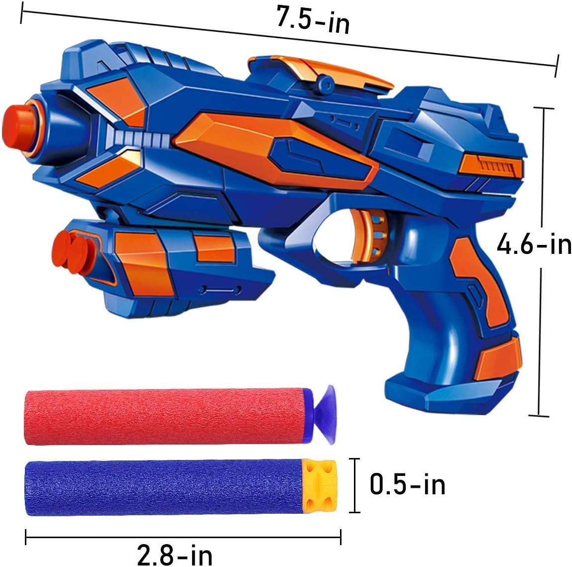 Pokonboy foam dart blaster 2 pack in orange and blue with 60 soft foam darts and wristbands - view 4