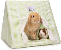 Jenvd Guinea Pig Hideout Large with Curtain - Grid / Large