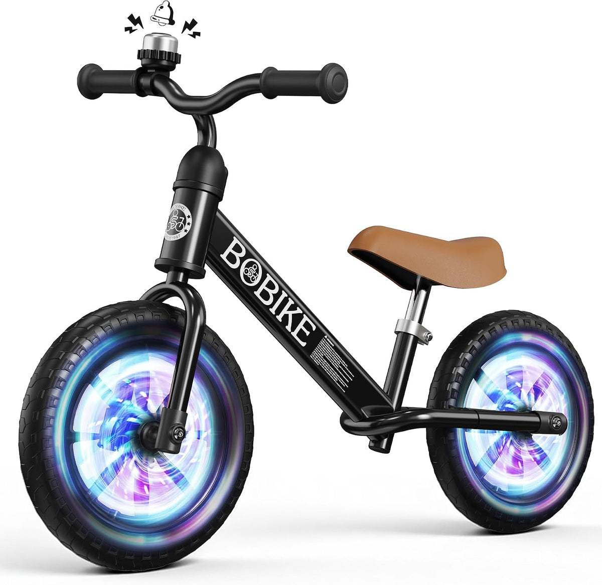 Bobike Toddler Balance Bike Toys for 2 to 5 Year Old Girls Boys - Black-Light / Light