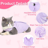 Cat Recovery Suit for Abdominal Wounds Cat Onesie After Surgery Female – Essentials for Cats - Purple / Large - image 3