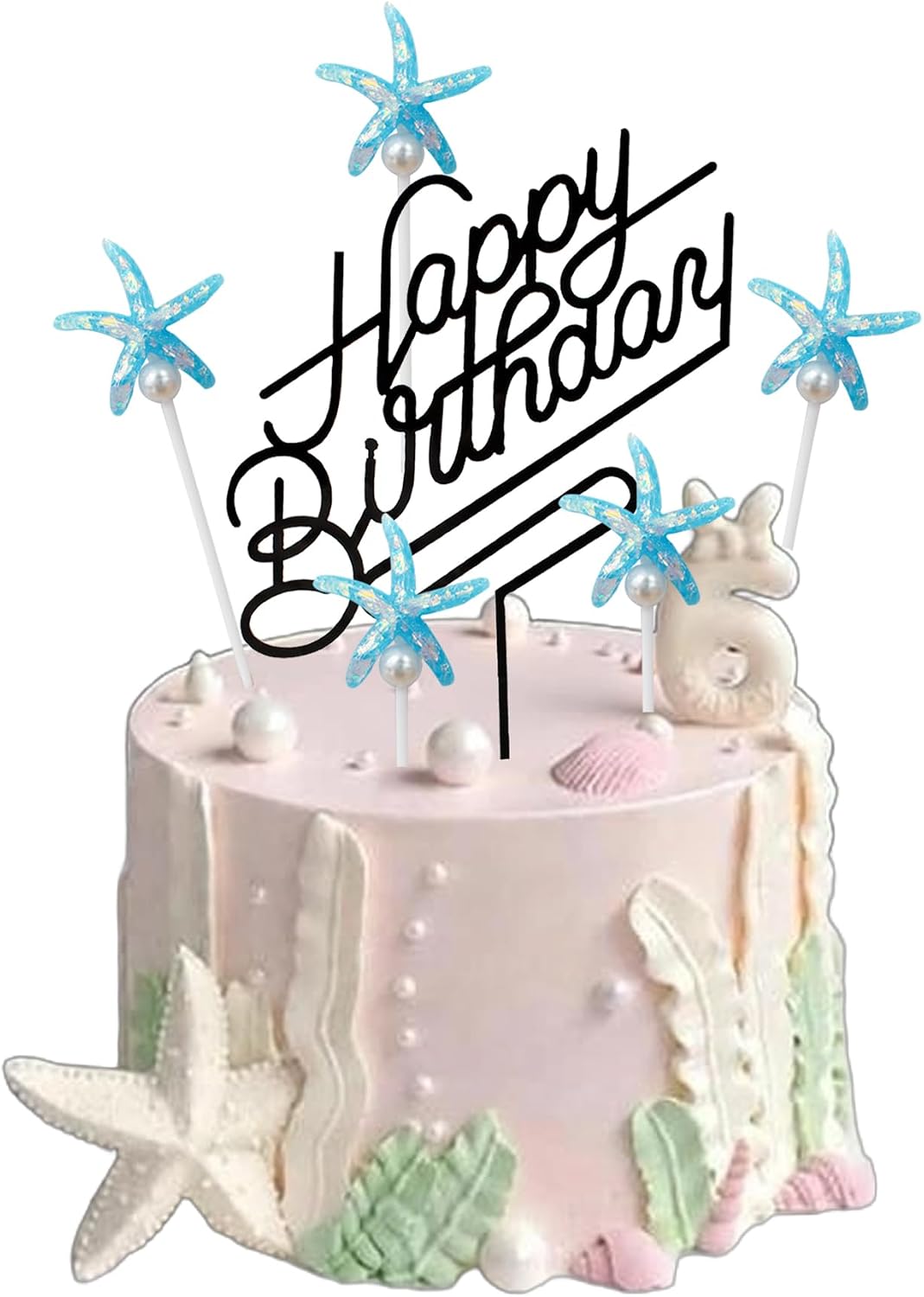 Black acrylic Happy Birthday cake topper on a frosted birthday cake - view 16