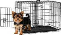 FDW, 48" Foldable Metal Dog Crate, Cage for XL Dogs - Black / 24 Inch Double Door
