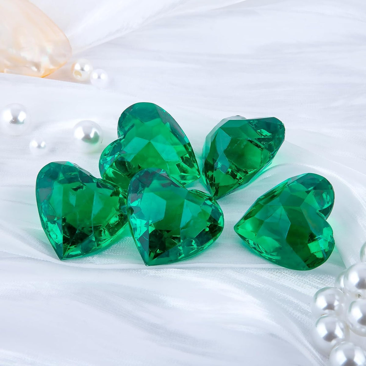 Niceup acrylic heart gems, 30 chunky 3D heart-shaped diamond gemstones for kids - view 29