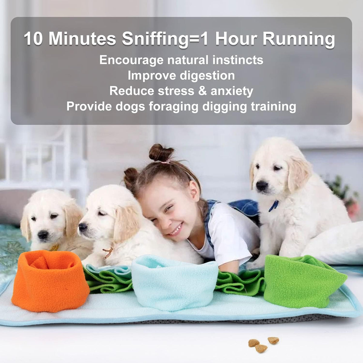 Snuffle Mat for Dog Puzzle Toys Interactive Pet Food Mat Cat Feeding - Coffee Green - image 2