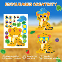 48 Fall Make-a-Face Sticker Sheets for Kids - Safari Animals - image 3