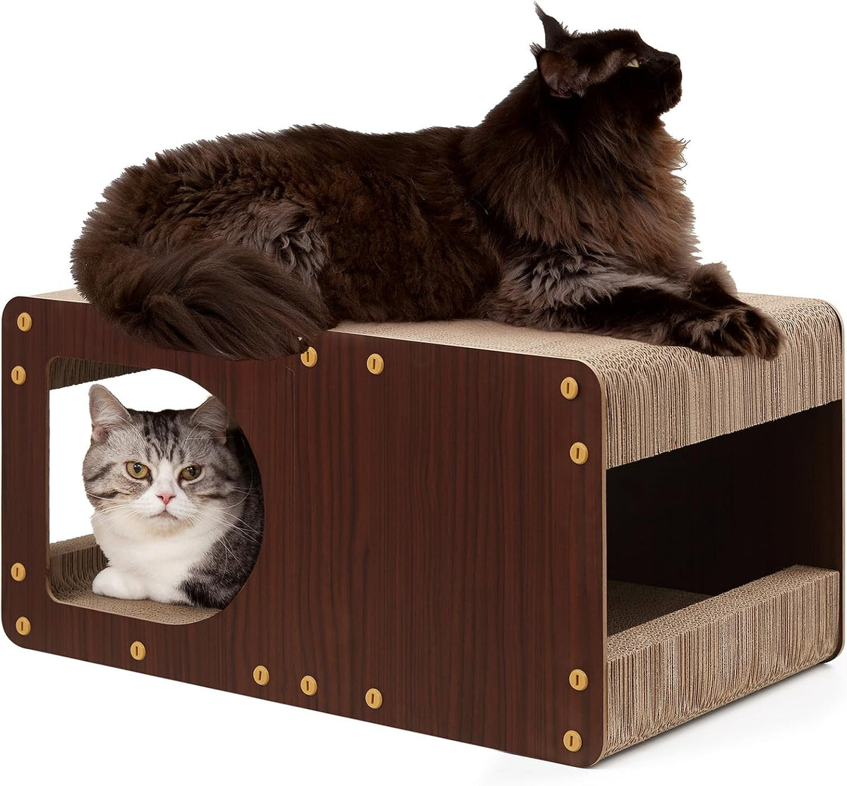 EHEYCIGA Cardboard Cat Scratcher House - 23x13x11.4inch / Dark Brown