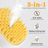3-in-1 Cat & Dog Steam Brush – USB Rechargeable Spray Grooming Comb with Silicone Teeth – Anti-Static, Shedding Control & Massaging for All Hair Types Long/Short Hair Pets (Green)