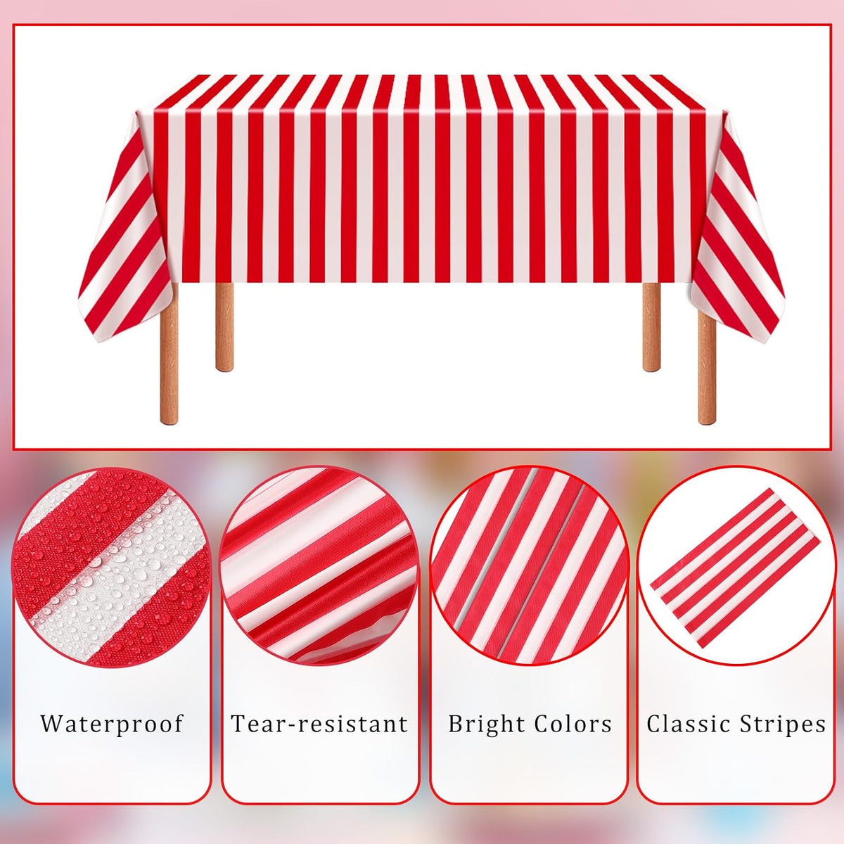 NOVWANG kids party tablecloth 4-pack in red, yellow, cloud and cow print - view 30