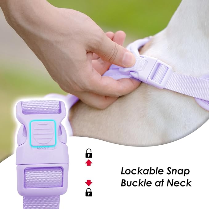 No Pull Dog Harness, Puppy Vest with Front Clip for Small Medium Large Sized Dog(Light Purple,M)