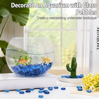 Pale Blue Glass Marbles, 0.97LB Transparent Flat Glass Beads for Vases, Light Blue Mosaic Gem Pebbles for Aquarium Decor, Floral Arrangements, Mancala Stones, Vase Filler and Crafts, Approx. 80-100PCS