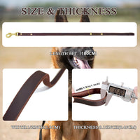 Genuine leather dog leash 6 ft by 1/2 inch with rotating copper hook and soft handle - view 3