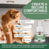 Cat Calming Pheromone Diffuser Refills, 4 Pack 48ml, Helps Relieve Cat Anxiety, Reduce Stress, Aggression, Fighting, Spraying, Scratching, Supports Cats During Vet Visits, Travel, Multi-Cat Homes