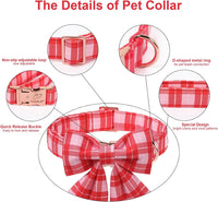 Green Dog Collar with Bow Tie, Christmas Bowtie Dog Collar M – Essentials for Dogs - M / T-Pink Plaid - image 3