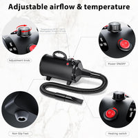 Dog Hair Dryer, Pet Hair Blower Dryer High Velocity - Black - image 2